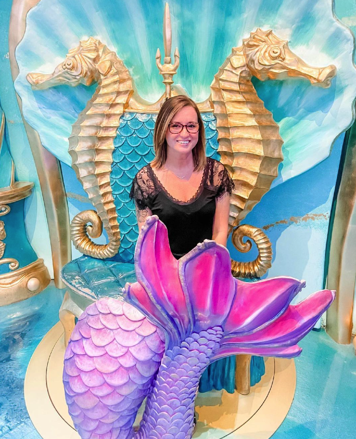 Visitor with Mermaid Wall
