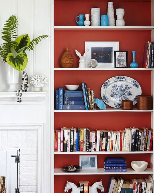 Painted bookshelves